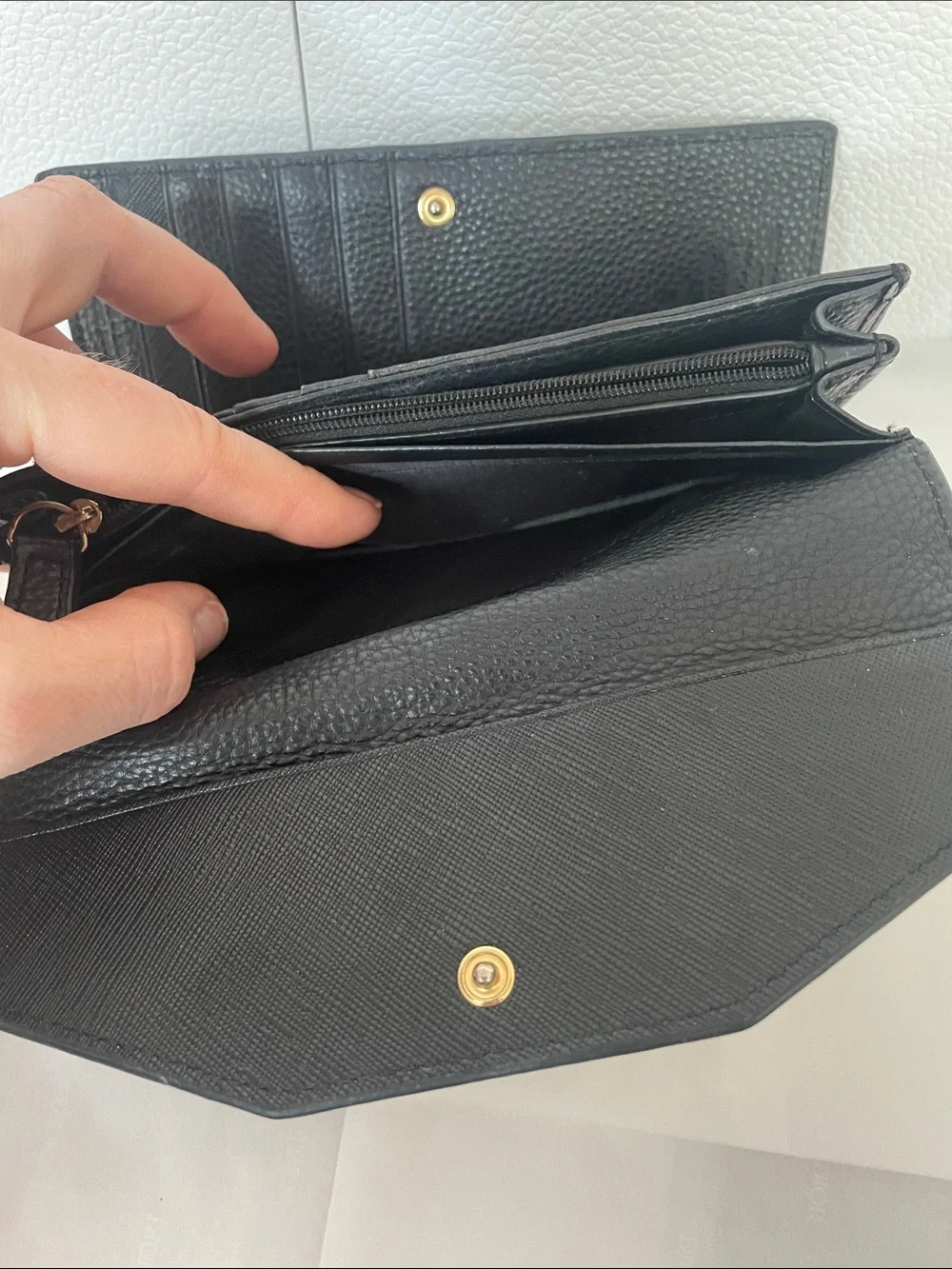 Vivienne Westwood Black Wallet Clutch with Signature Gold Orb Logo